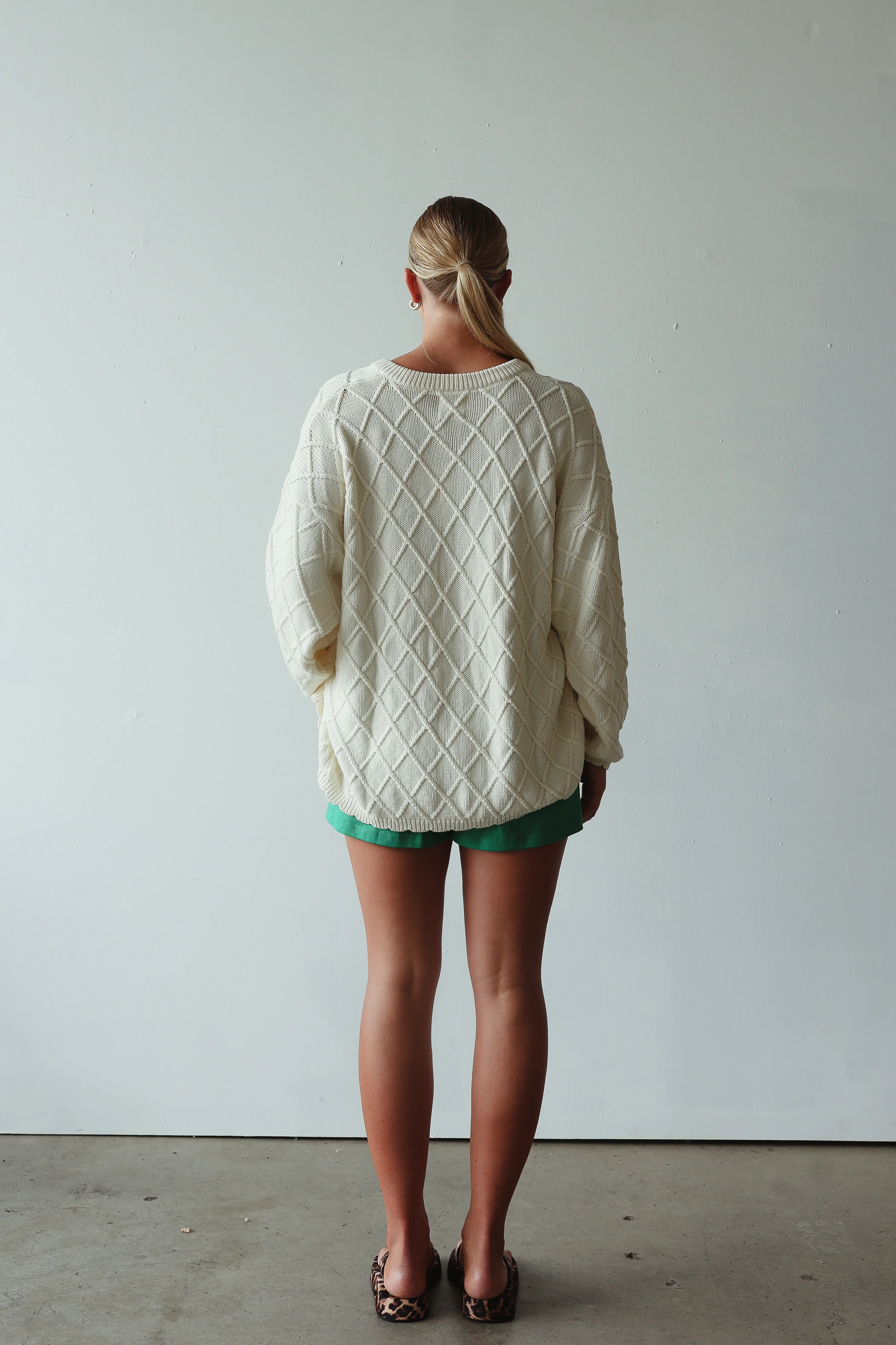 Crochet knit cardigan - cream - Image 5