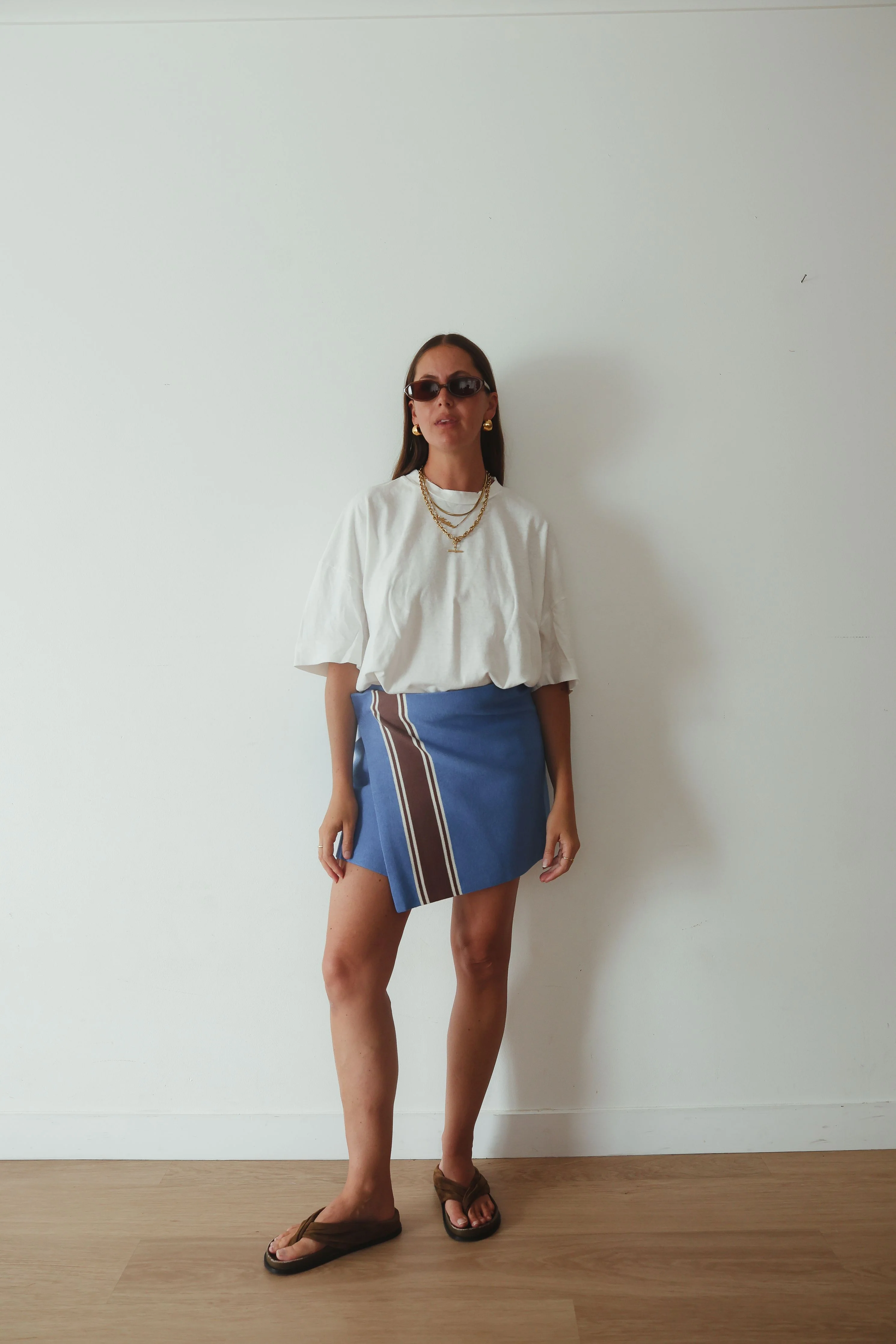 Stripe knit skirt - blue - Image 4