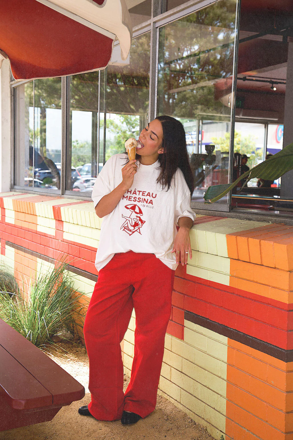 Messina x By Billie hemp/cotton tee - Red/White - Image 6