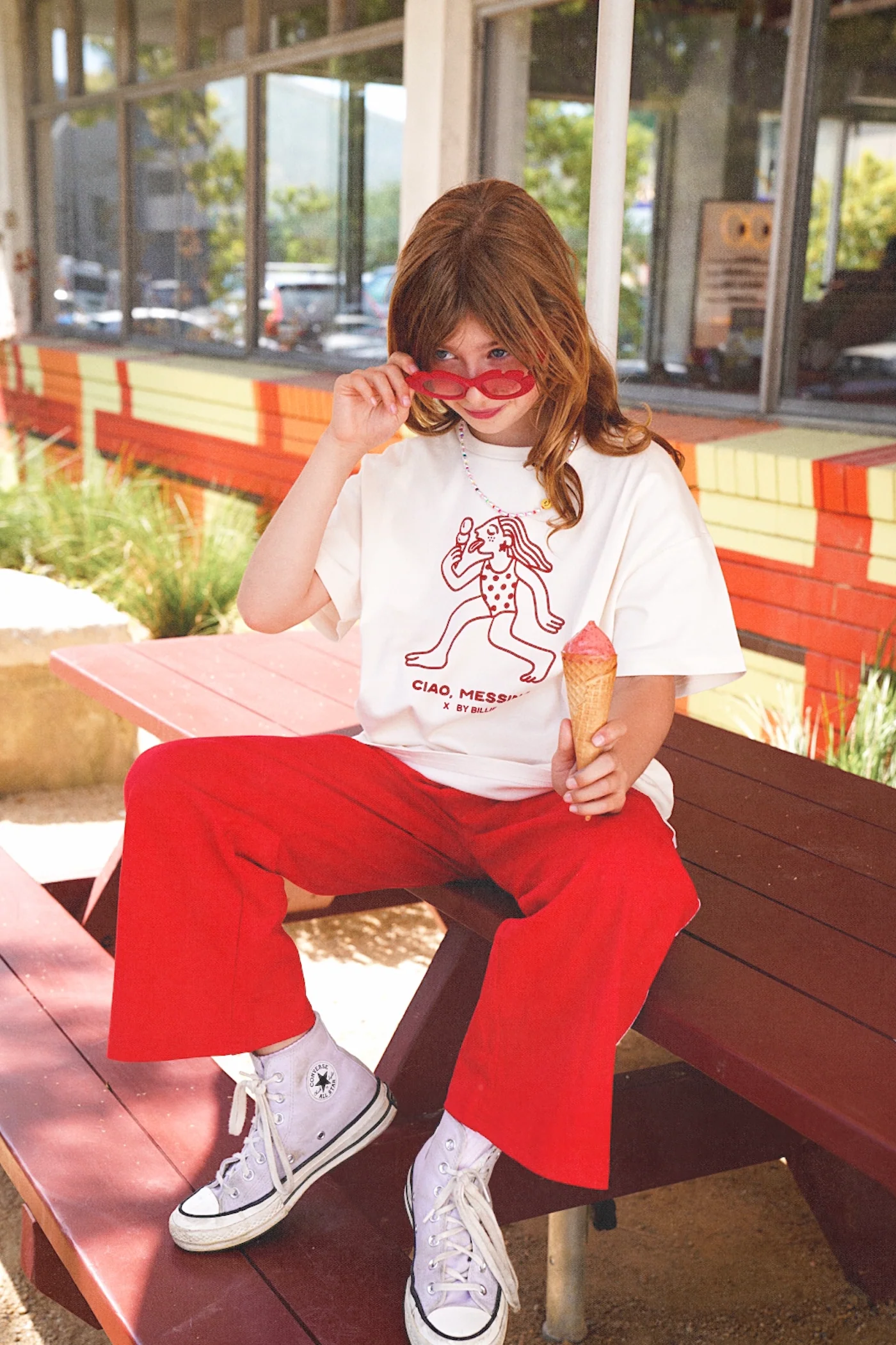 Messina x By Billie kids tee - red/white - Image 3