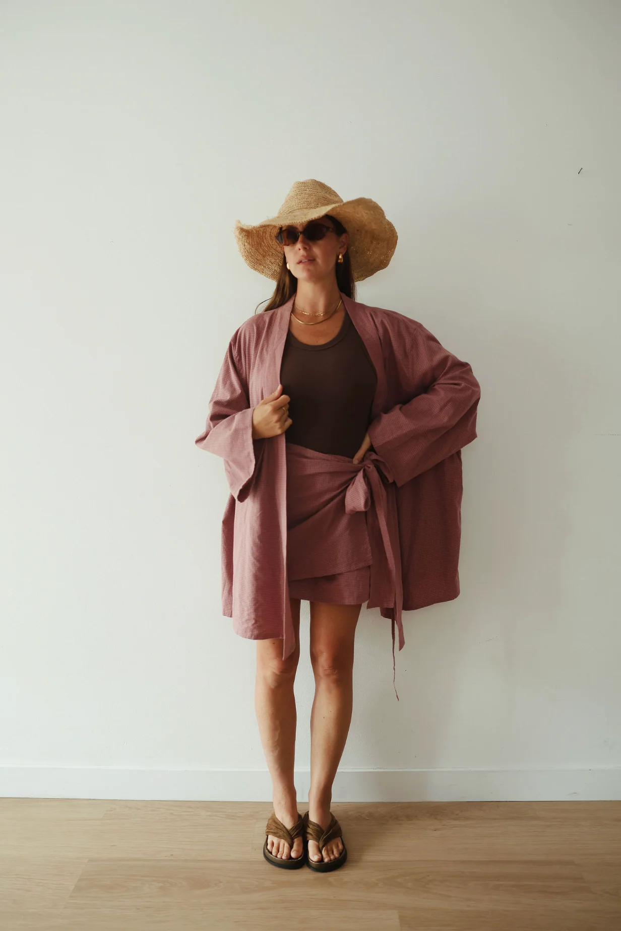 Sarong skirt - pink check - Image 3