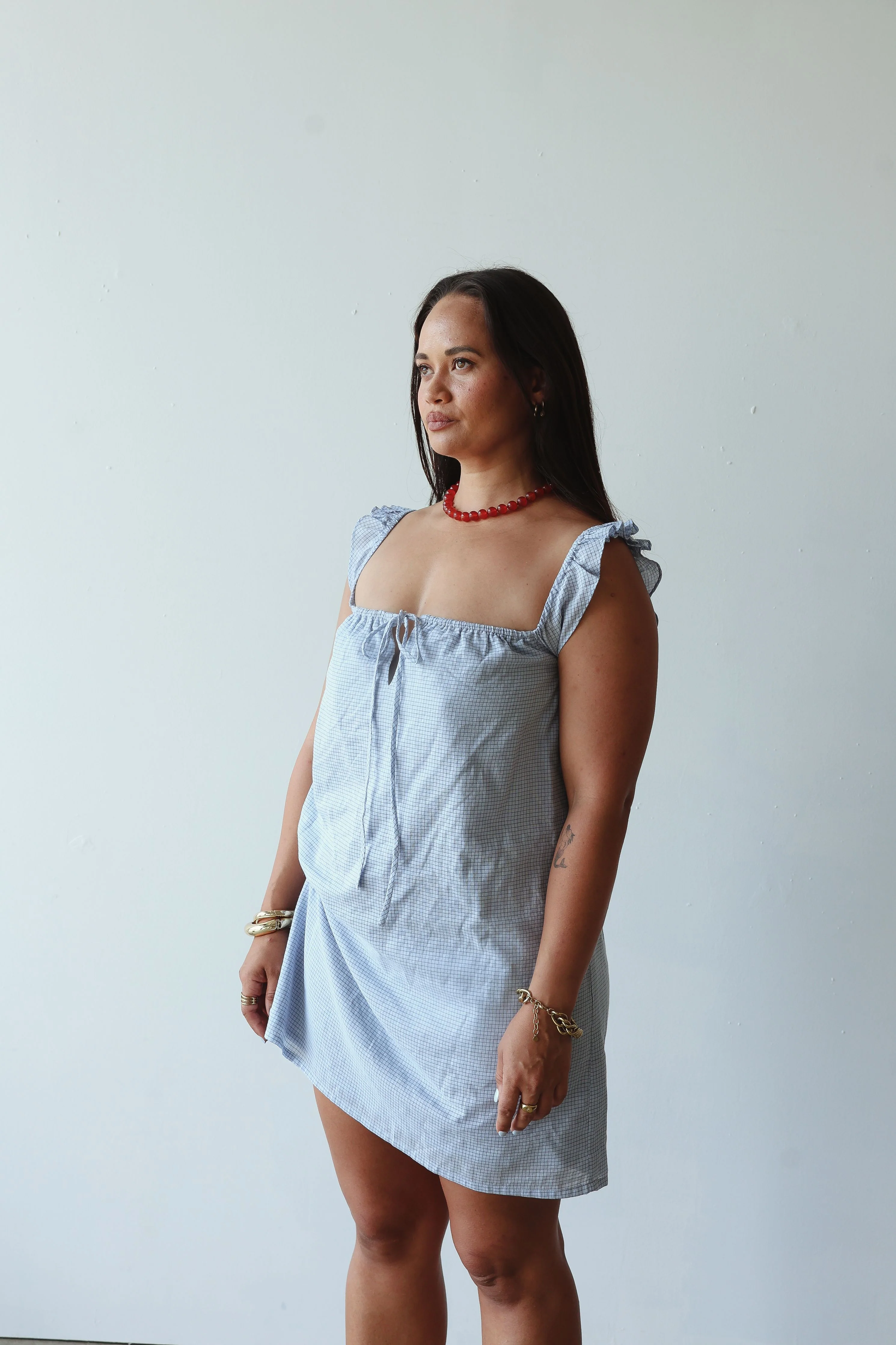 Sophie dress - blue check - Image 3
