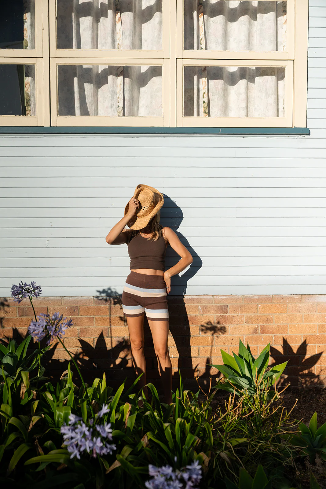 Womens knit short - stripe - Image 3