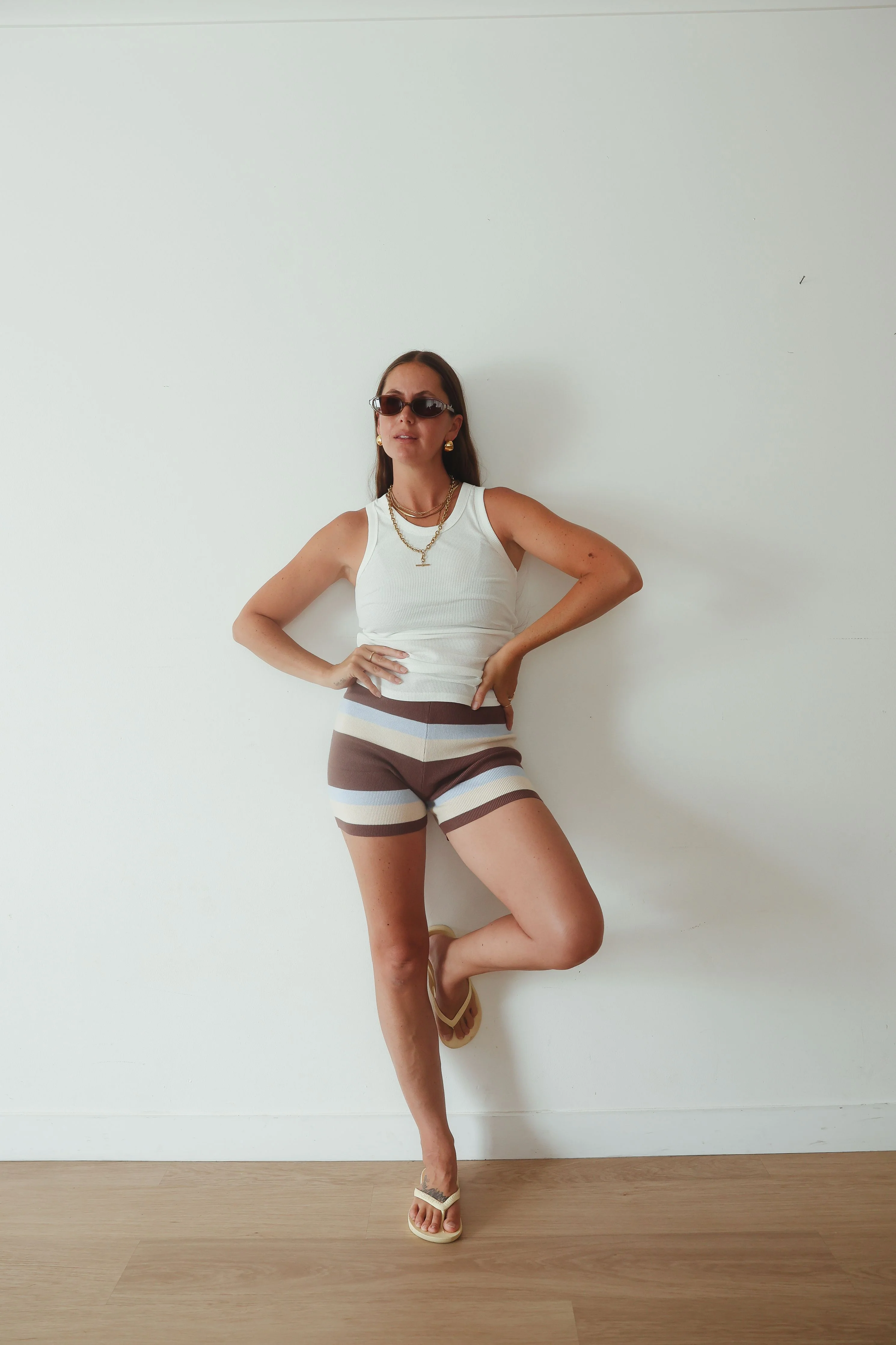 Womens knit short - stripe - Image 9