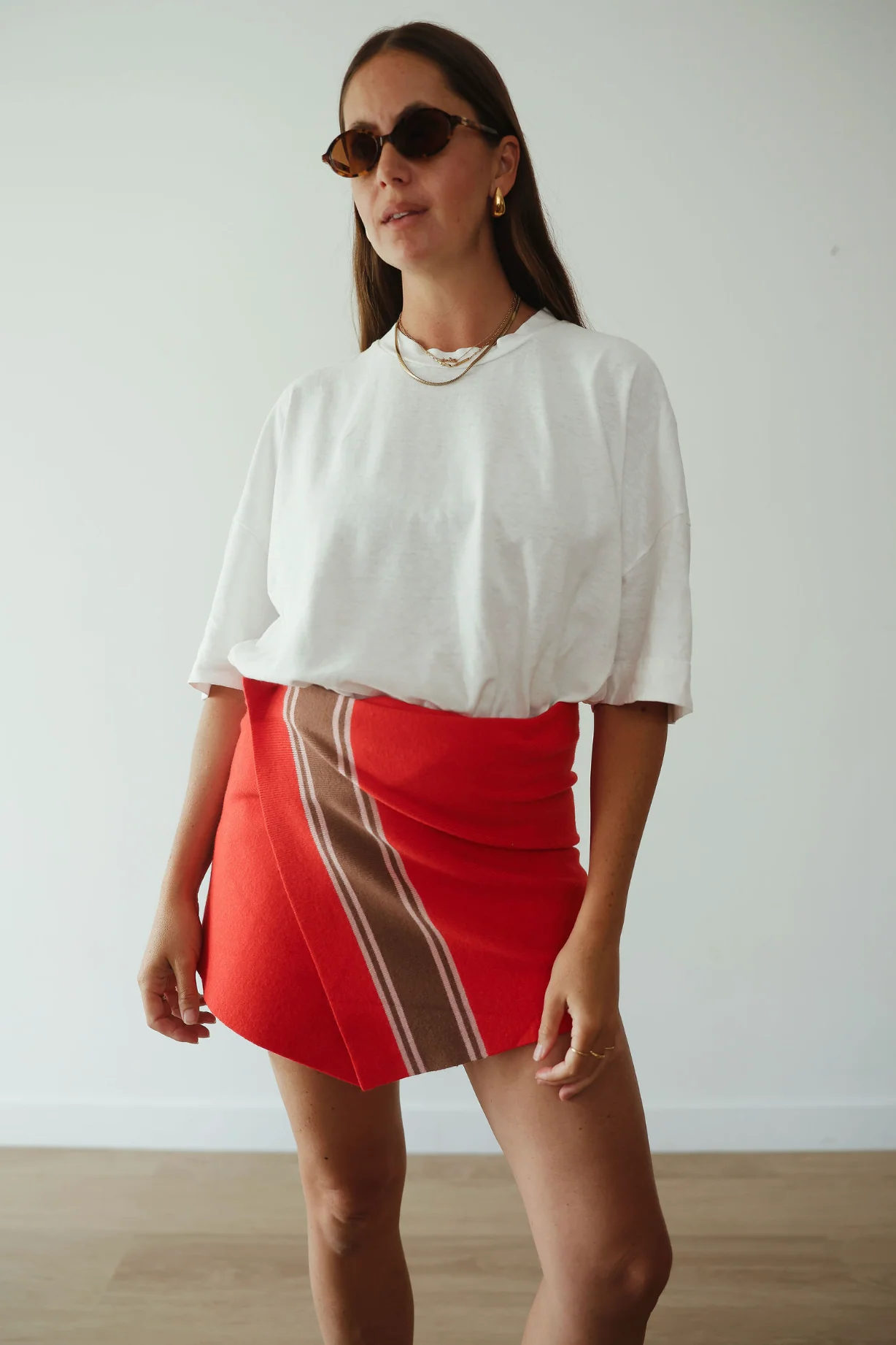 Stripe knit skirt - red - Image 3
