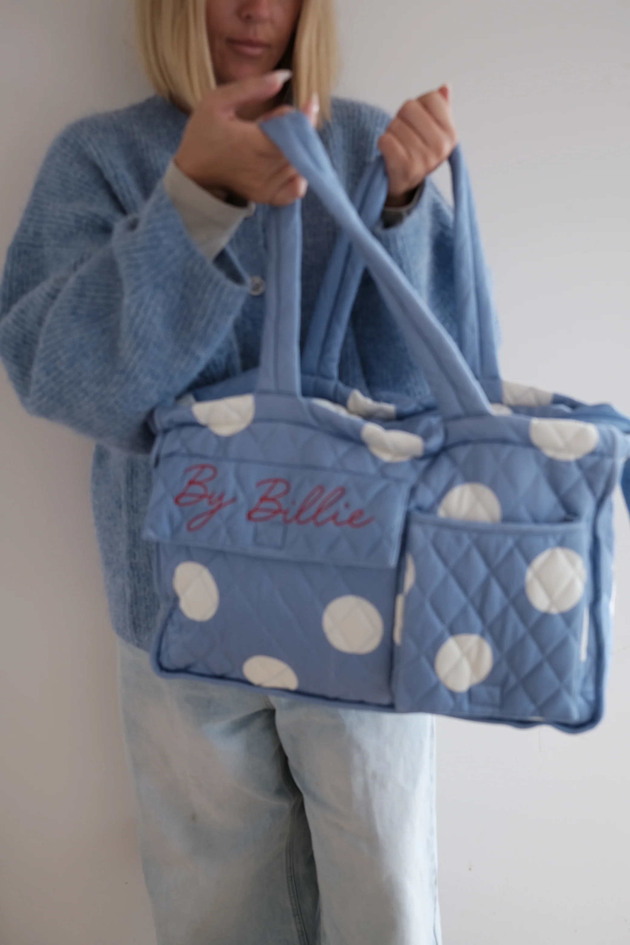 The By Billie baby bag - blue/cream polka dot - Image 3
